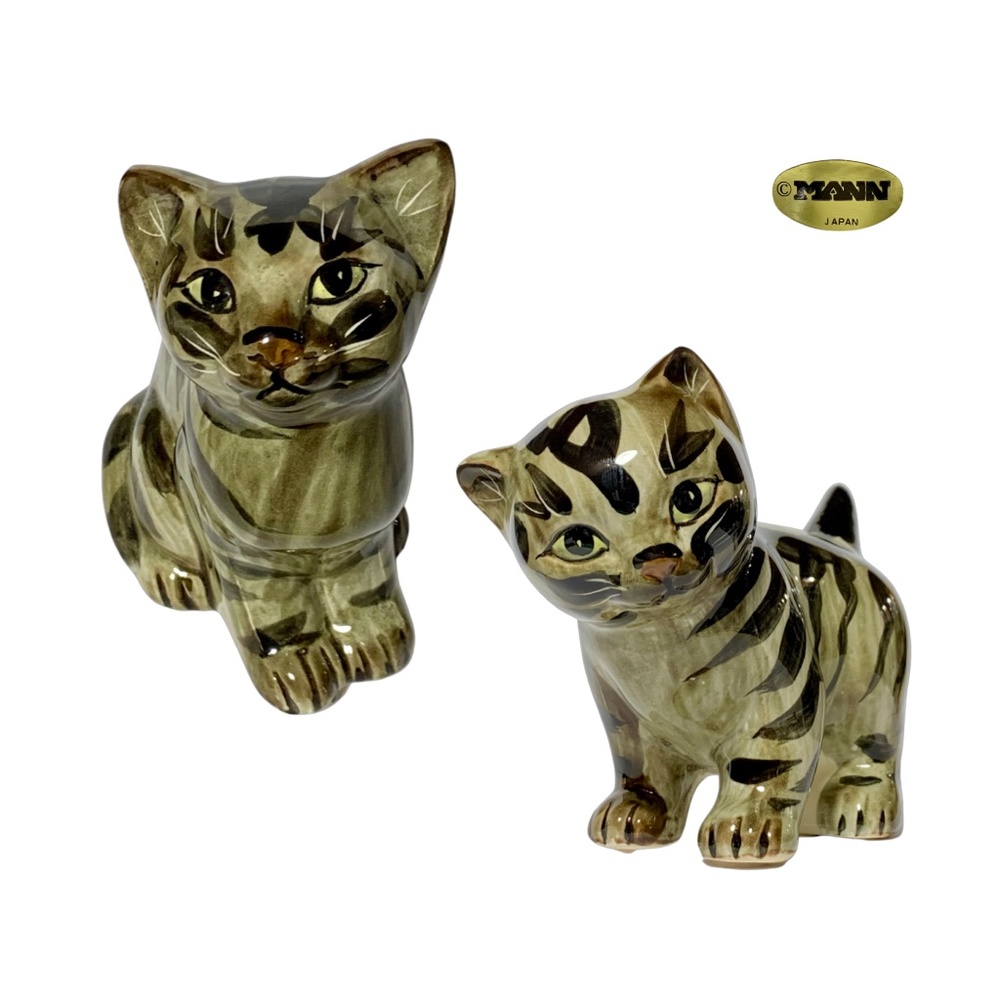 Seymour Mann - Tabby Cat Figurine Set, Ceramic, Japan, Vintage - (1978)
